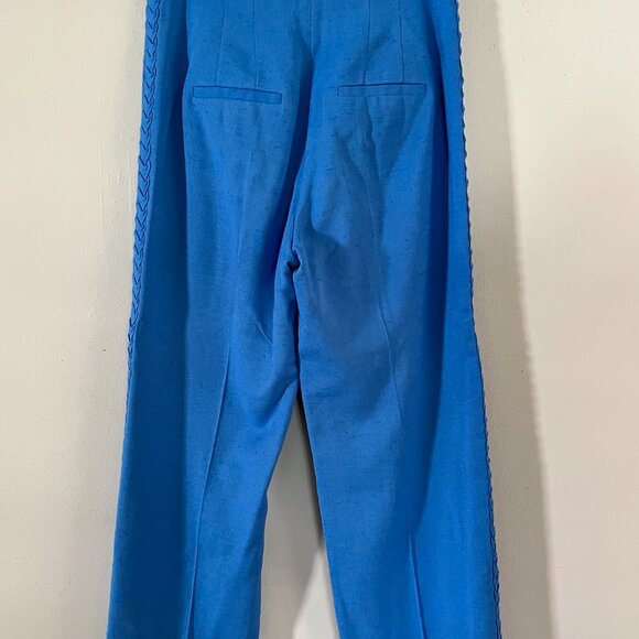 Veronica Beard Sz 6/8 Behren Blue Woven Blazer and Pants Suit Braided Trim - Picture 5 of 13